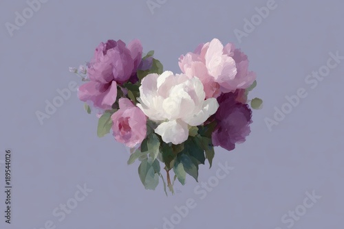 A white and pink flower on a blue background