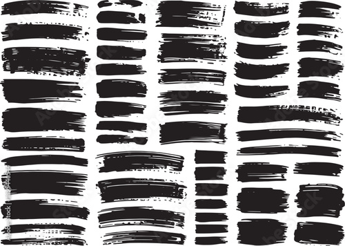 Wallpaper Mural Black Grunge Brush Strokes Set with Ink Paint Textures and Artistic Borders Torontodigital.ca