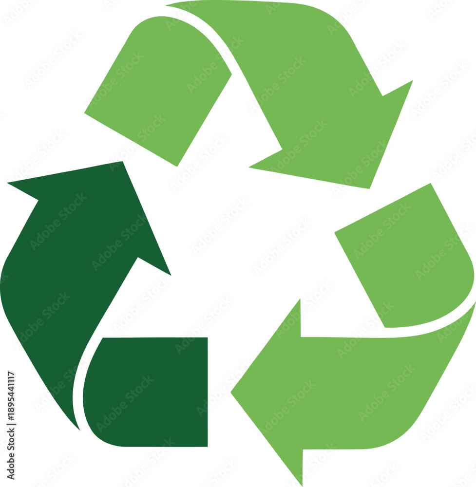 Obraz premium Green recycling symbol with three arrows recycle