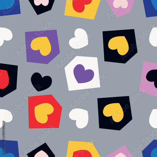 seamless pattern with colorful hearts