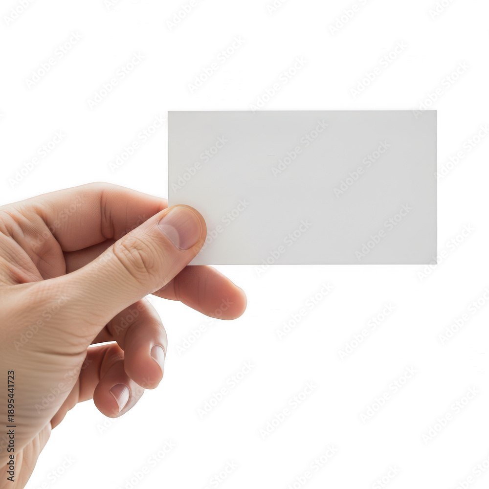 Obraz premium Hand holding transparent card isolated on transparent background