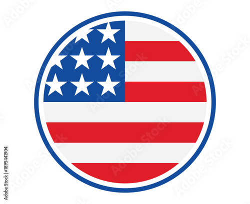 Free Download united states of america flag displayed as round flat vector icon with stars and stripes isolated - GFXLoad