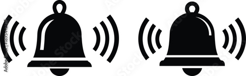 Two ringing bells with sound waves