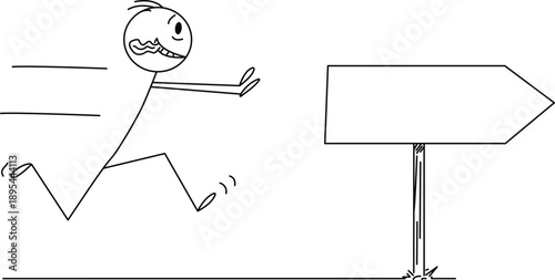 Running figure approaching sign Vector