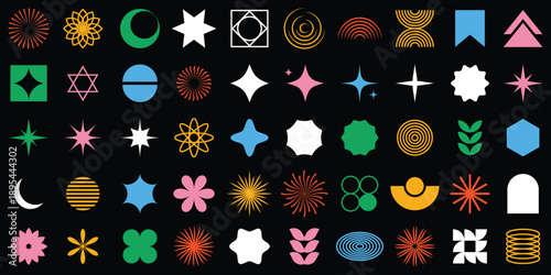  set of brutalist geometric shapes. Brutal contemporary figure. 