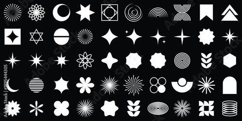 Brutalist abstract geometric shapes. Brutalist geometric shapes, Geometric Icons Design Elements, Trendy minimalist basic figures. y2k design elements.