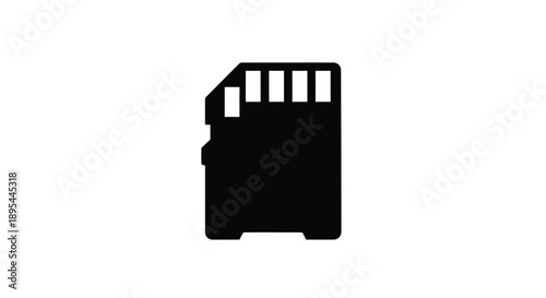 Simple black silhouette illustration of an sd memory card