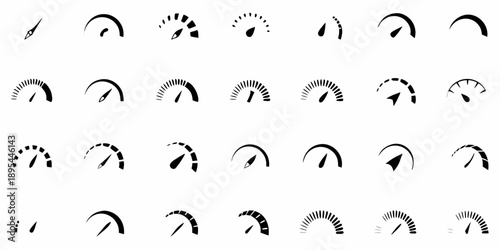 Arrangement of abstract semicircular shapes resembling gauges or indicators