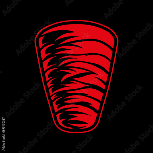 Minimalistic Red Doner Kebab Logo Illustration on Black Background