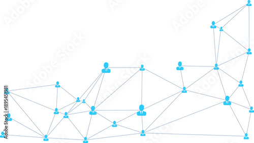 Global network user connections, people linked together, digital communication node system on transparent background
