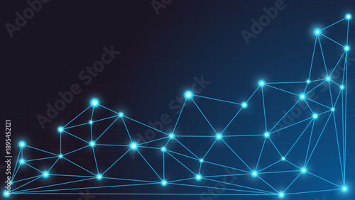 Digital network connections, abstract blue nodes connected by lines, futuristic technology concept