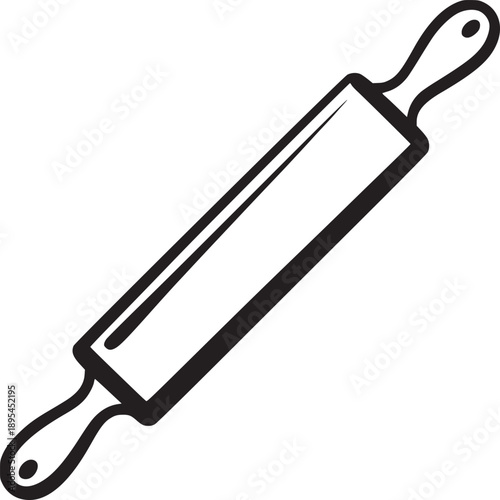 A simple black and white illustration of a rolling pin used for baking and cooking doughs easily
