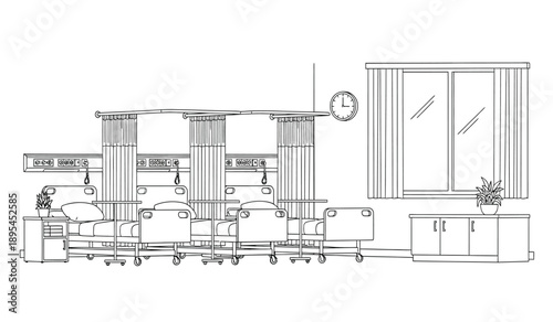 Detailed architectural floor plan with office spaces and furniture