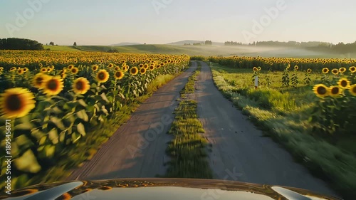Driving Through Sunflower Field
