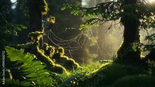 Intimate Close-Up in Dense Forest with Intense Backlight