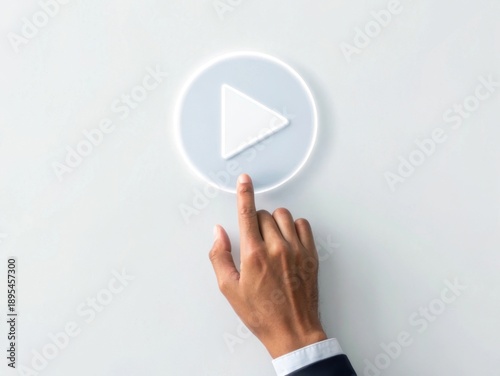 Interacting with a virtual play button online learning environment minimalist design engaging concept