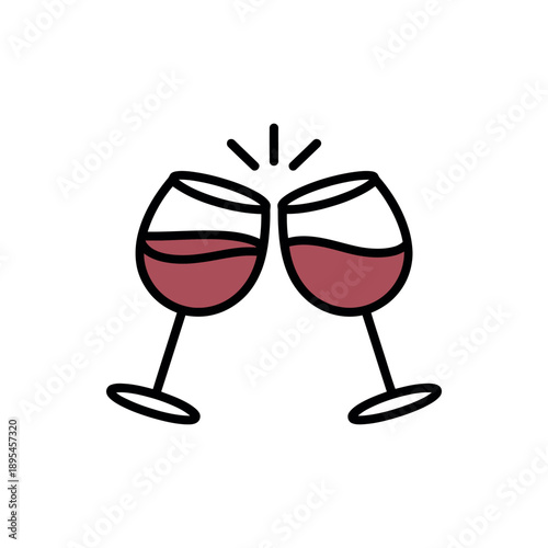 Two wine glasses clinking together in a celebratory toast