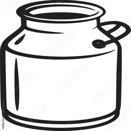 Illustration of a white and black milk can with a handle on a white gradient background design style