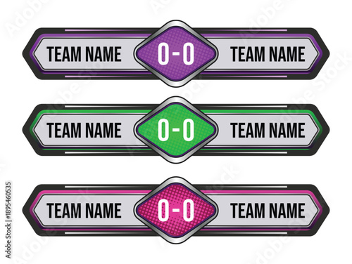 Customizable sports team scoreboard labels with modern design