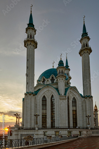 Russia. Kazan. The Kremlin. The Kul Sharif Mosque at sunset. View from the southeast.