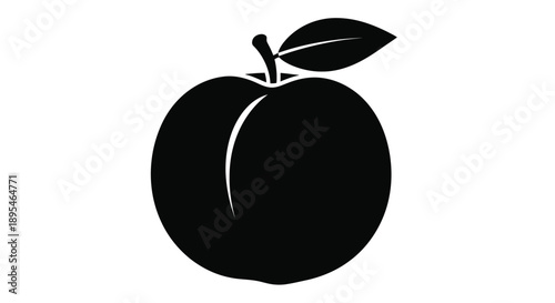 A simple black silhouette of an apple with a leaf silhouette