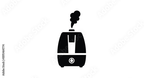 Black silhouette of an aroma diffuser emitting a cloud of vapor