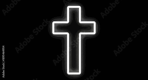 Glowing Cross Symbol Christian Religion.