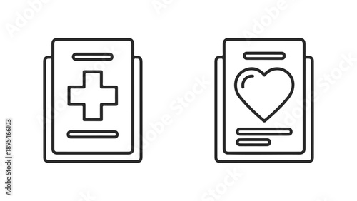 Medical and health care document icons isolated on white background, Vector, illustration