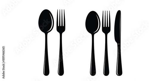 Black cutlery arrangement against a white background a striking silhouette
