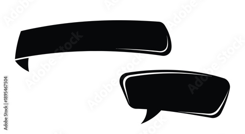 Two black speech bubbles displayed on a white background silhouette