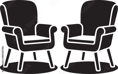 Quadro su tela Two modern armchairs facing each other indoors with minimalist design and sleek