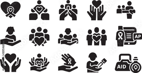 Compassionate Community Support and Global Humanitarian Aid Icon Collection