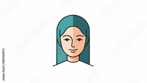 Woman with long blue hair portrait.