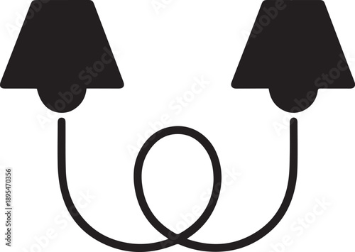 Simple illustration of lamps forming a face on a plain background from a straightforward view
