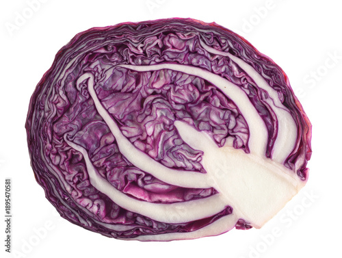 A cross-section view of a vibrant red cabbage Isolated Transparent Background, PNG