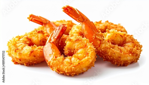 Wallpaper Mural A delicious pile of golden deep-fried breaded butterfly shrimp, a perfect appetizer or seafood meal. This crispy tempura or panko-coated prawn dish is isolated on a clean white background. Torontodigital.ca