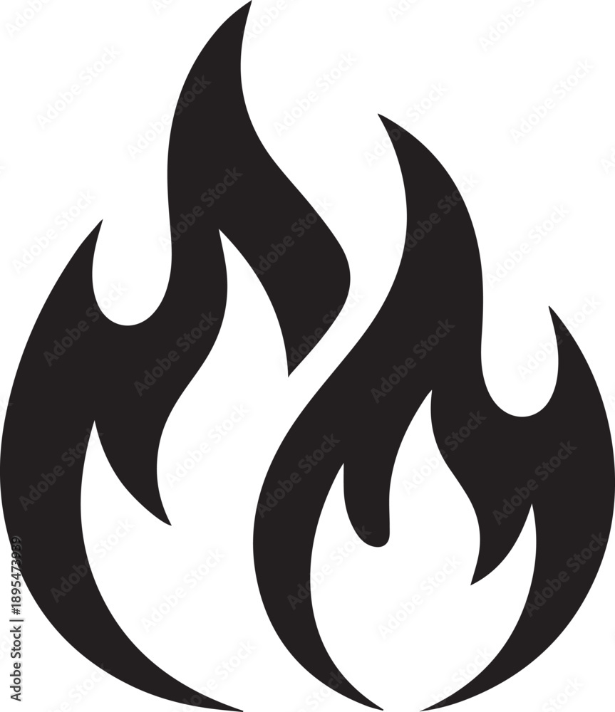 Fototapeta premium Black flames illustration on a simple white background