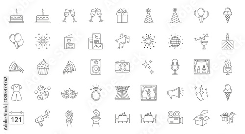 Wedding & Romance Line Icons Set – Love, Marriage, Ceremony, Rings & Celebration Symbols