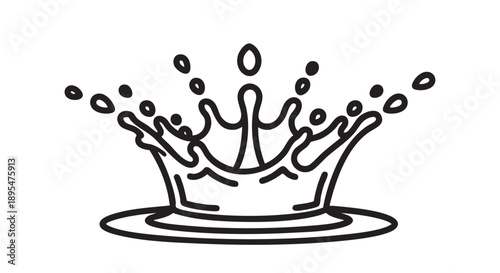 A liquid splash forming a crown shape on a flat surface viewed from directly above in a minimalist illustration
