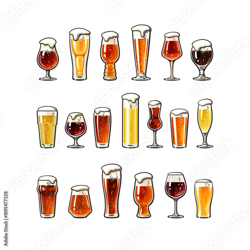 Hand drawn set of beer glasses.