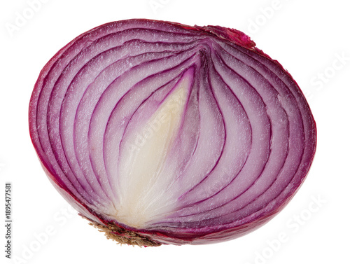 Half red onion revealing its layered texture and vibrant color Isolated Transparent Background, PNG