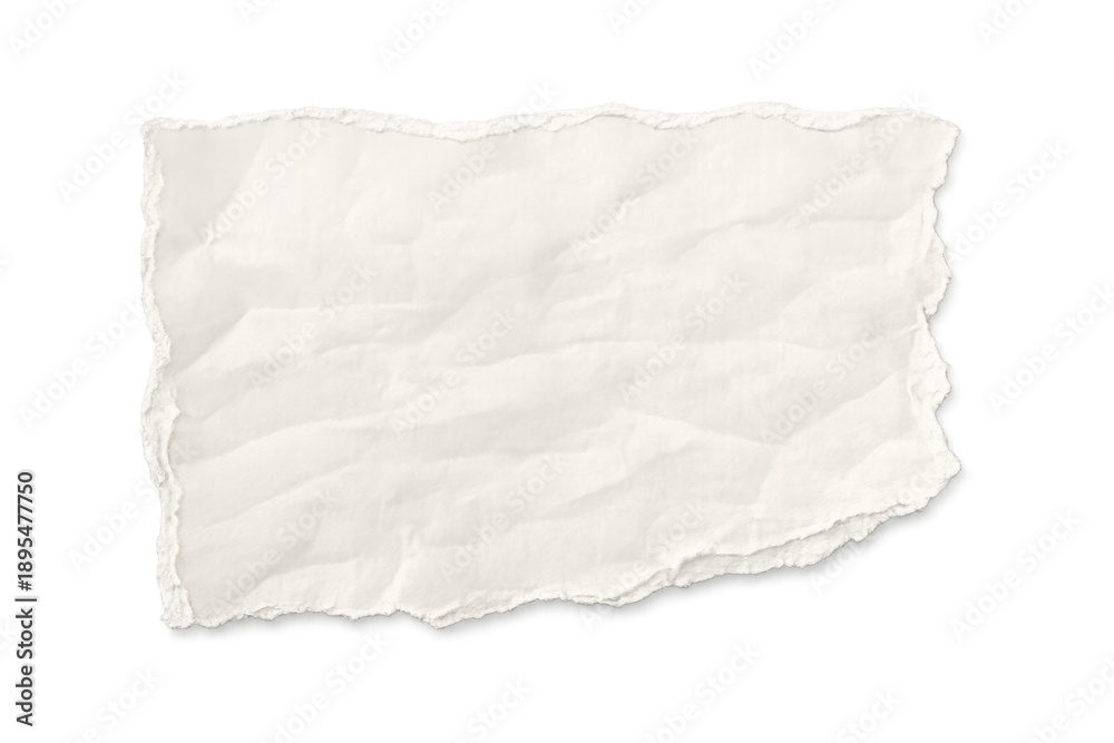 Obraz premium Crumpled torn paper isolated on transparent background, blank scrap with ripped edges, texture for copy space