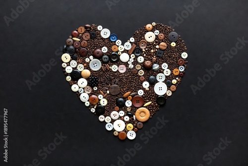 Heart shape made of assorted buttons