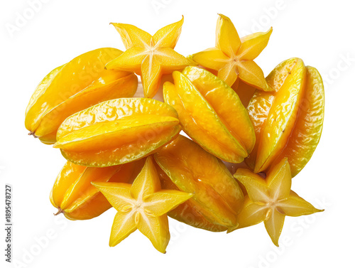 Starfruit, a tropical fruit with a unique star shape, ready to eat Isolated Transparent Background, PNG