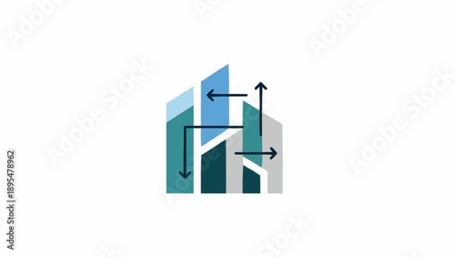 Geometric shapes with arrows pointing.