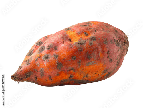 A close-up view of a fresh sweet potato, showing its skin texture Isolated Transparent Background, PNG