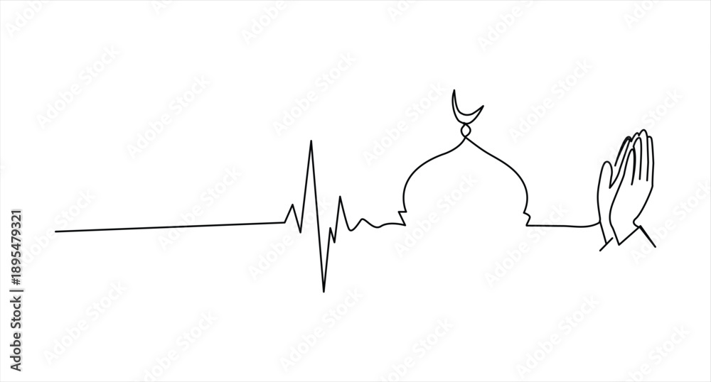 Fototapeta premium Du'aa one line Vector design illustrator Adobe Illustrator Artwork