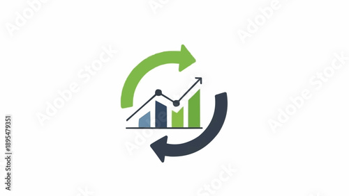 Green and black graph arrow icon.