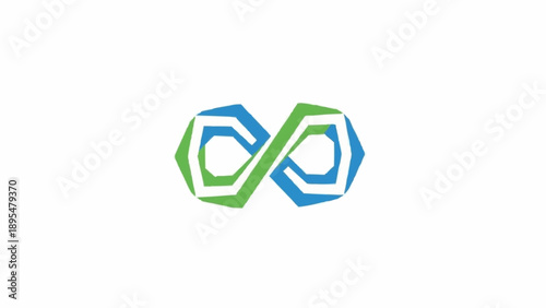 Green and blue infinity symbol logo.