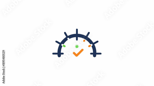 Green checkmark on a gauge.